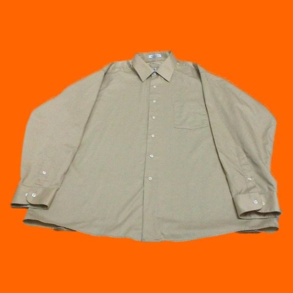 Van Heusen Men's Shirt Casual/Dress Cotton Blend Light Gold Size 17.5 (34-35) XL - Picture 11 of 16